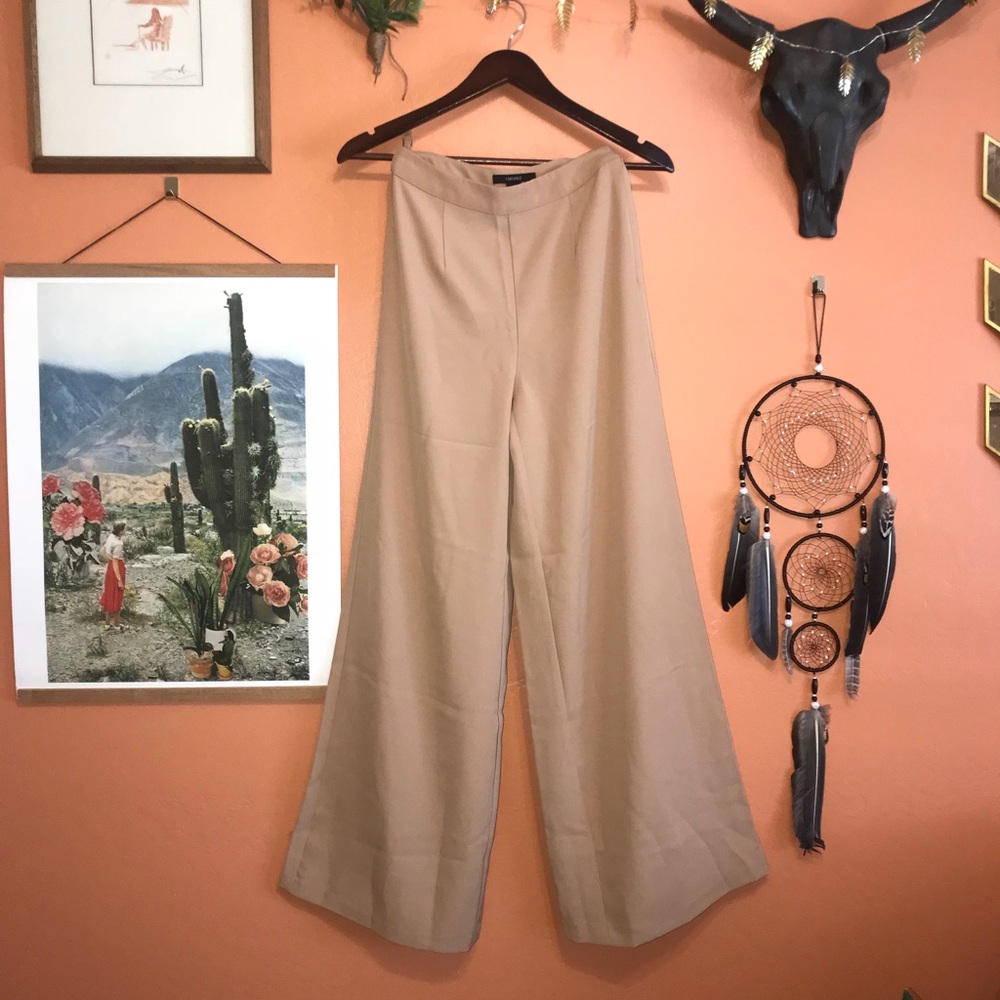 Forever 21 Tan High Waisted Wide Leg Pants, Small